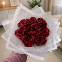 تخفیف ویژه  دسته گل رز روبانی