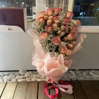 دسته گل رز طبیعی ساده و کینگ