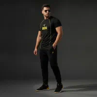 ست تیشرت شلوار مشکی زرد JORDAN مدل 2074