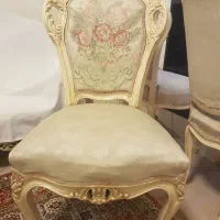 ۶ عدد صندلی رنگ کرم با چوب راش