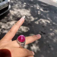 انگشتر یاقوت استار رکاب پولکی فوق کلکسیونی