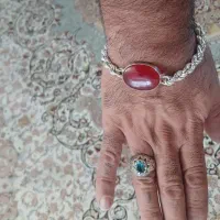 دستبند نقره با عقیق یمنی