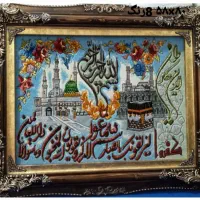 دو عددتابلو فرش دستبافت آیه و گلدان