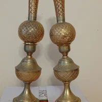 دوعدد گلدان خیلی قدیمی کاردست برنز ارتفاع 45