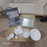کریستال بوهیما کارد و چنکال سینی گل سرخ چاقو
