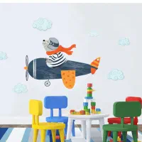 استیکر دیواری اتاق کودک خلبان شال نارنجی