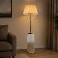 آباژور ایستاه لاکچری گلدن لایت شیدکریستالی پلیسه