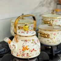 کتری لعابی گلدار جهیزیه