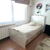 سرویس خواب نوجوان تخت دوطبقه کشویی سفید صدفی