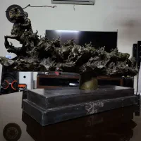مجسمه هونگ برنزی گاو  و گرگ خونخوار