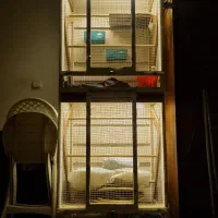 قفس پرنده بزرگ دو طبقه چراغ دار