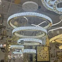 لوستر شانزده لامپ با لاله و گریستال/کد پنج