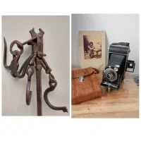 دوربین فانوسی در حد نو و قپان قاجاری تراشدار