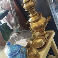 سماور و سینی برنجی ظرف آبیه مسه اونم روش