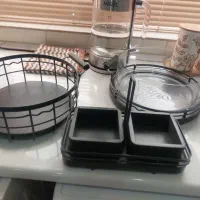 سه تیکه پذیرایی چوب بامبو فلز طوسی