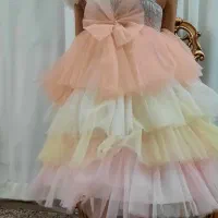 لباس مجلسی رنگین کمان دخترانه مناسب ۶ تا ۹سال