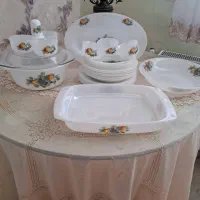 ظرف چینی گل میوه قدیمی فرانسوی