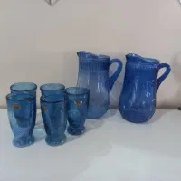 پارچ لیوان شیشه ای آنتیک قدیمی