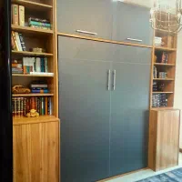 تخت کم جا دونفره با کتابخانه و کمد لباس