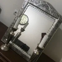 اینه و شمعدان برنجی روکش نقره