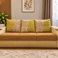 فروش مبل هفت نفره کارکرده کرم رنگ