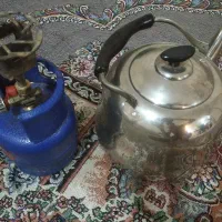 کتری استیل بزرگ و پکنیک ۱کیلوی جفتش در حد نو