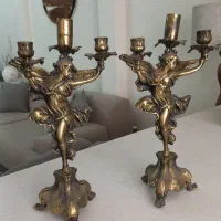 یک جفت شمعدان برنز قدیمی