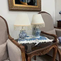 دو عدد آباژور (یک جفت) چینی قلم آبی ، سالم و نو