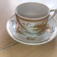 فنجان نعلبکی طرح اژدها عتیقه قدیمی