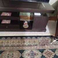 مبلمان تمیز کولر آبی جی پنجره ای و میز تلویزیون