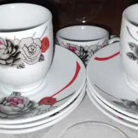ست فنجان قهوه خوری طوسی قرمز