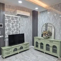 آینه وکنسول و میز تی وی نونو روکش چوب بلوط