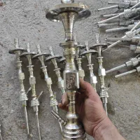 قلیان سه مرتبه منبع سوراخ دار قهوه خونه ای