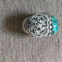 انگشترفیروزه وعقیق قدیمی رکاب نقره سنگین