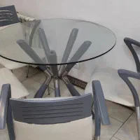 میز و صندلی ناهارخوری ۴ نفره استیل و چوب