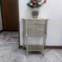 میز تلفن چوبی سه کشو تمام چوب