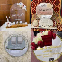 استند حلقه،گیفت،کارت ولکام،دسته گل، ربان چاپی و دف