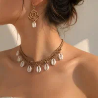 ست گردنبند و گوشواره و کلاه بافتنی