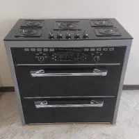 اجاق گاز پنج شعله ولوم بالا طرح فر و صفحه شیشه ایی