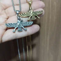 پلاک فروهر و زنجیر60سانتی استیل اصل رنگ ثابت