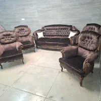 مبل هفت نفره با پایه و نمای چوب