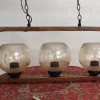 لوستر ۳ تایی و تکی چوبی نو