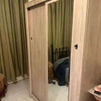 کمد MDF چوبی درب ریلی همراه با آینه قدی و۶کشو (نو)