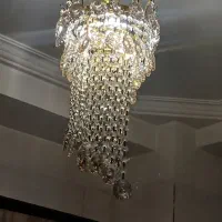 دوعدد لوستر کریستال و چوبی