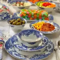 بشقاب چینی برنج خوری ظروف فله ای پذیرایی قلم آبی
