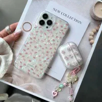قاب ماربل یخی پاپیون و گل ریز صورتی
