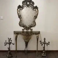 آینه و شمعدان برنز عتیقه