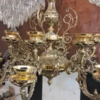 لوستر ۱۶ شاخه تمام برنجی