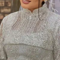 لباس عروس یقه خشتی پرنسسی