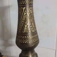 قلیون بزرگ قدیمی با بدنه برنج قلم کاری شده